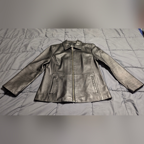 Tiboa Leathers Jackets & Blazers - TIBOA LEATHERS Black Leather Biker Jacket Zipper Closure Women's size Large